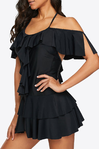 Ruffled Cold-Shoulder Two-Piece Swimsuit Divacious