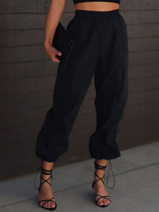 High Waist Drawstring Pants with Pockets Divacious