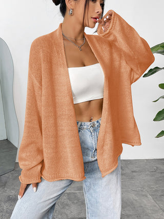 Open Front Dropped Shoulder Cardigan Divacious