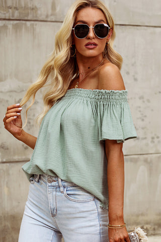 Off-Shoulder Short Sleeve Blouse Divacious