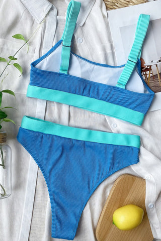 Color Block Scoop Neck Bikini Set Divacious