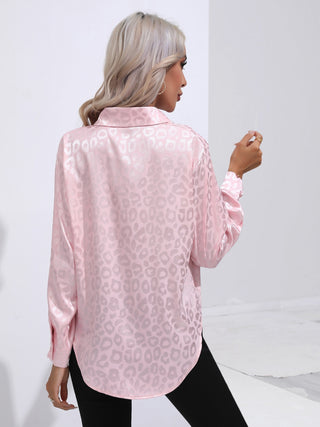 Printed Collared Neck Buttoned Shirt Divacious