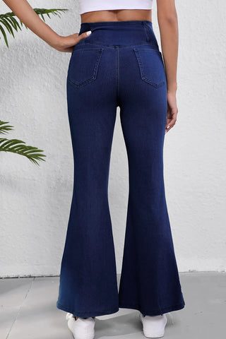 Asymmetric Waist Flare Jeans Divacious