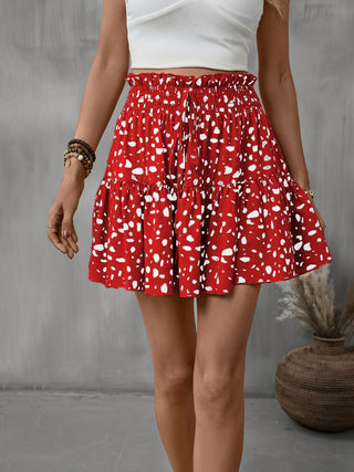 Frill Tied Printed Mini Skirt Divacious