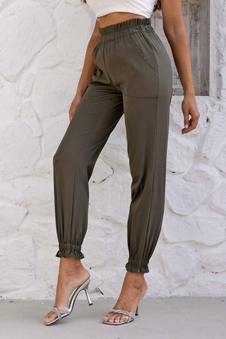 Paperbag Waist Pants with Pockets Divacious