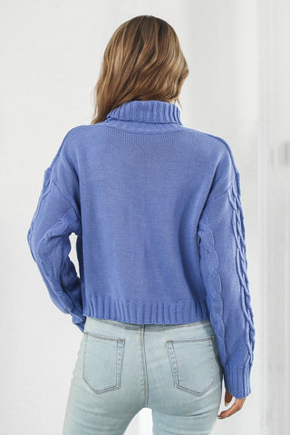 Turtleneck Dropped Shoulder Sweater Divacious