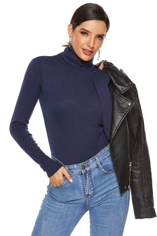 Ribbed Turtleneck Long Sleeve Bodysuit Divacious