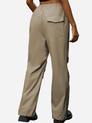 Pocketed Elastic Waist Pants Divacious