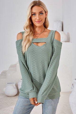 Cutout Square Neck Cold Shoulder T-Shirt Divacious