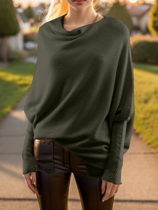 Texture Round Neck Long Sleeve Sweater Divacious