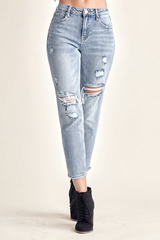 Distressed Slim Cropped Jeans Divacious