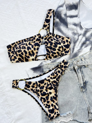 Leopard One-Shoulder Bikini Set Divacious