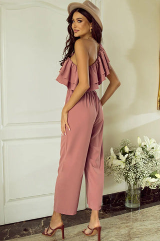 Ruffled Tied One-Shoulder Jumpsuit Divacious