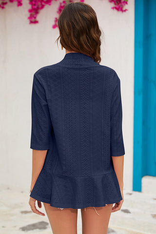 Eyelet Open Front Cardigan Divacious