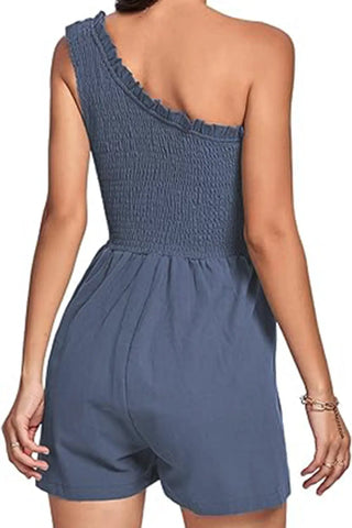 Smocked Single Shoulder Romper Divacious