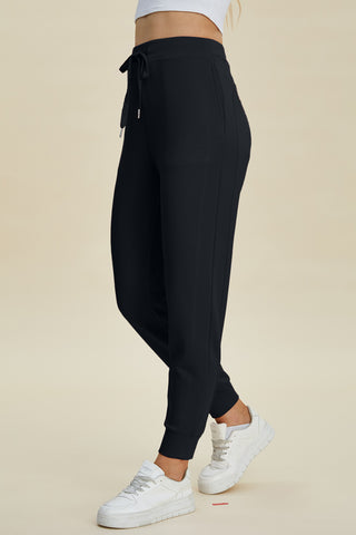 Full Size Air Scuba Drawstring High Waist Joggers Divacious