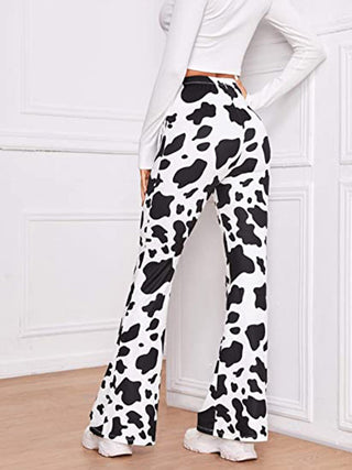 Cow Print High Waist Flare Pants Divacious