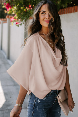 Short Sleeve Draped Blouse Divacious