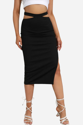 Cutout Slit Midi Skirt Divacious