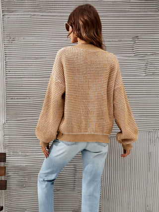 V-Neck Dropped Shoulder Cardigan Divacious