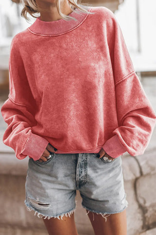 Round Neck Dropped Shoulder Sweatshirt Divacious