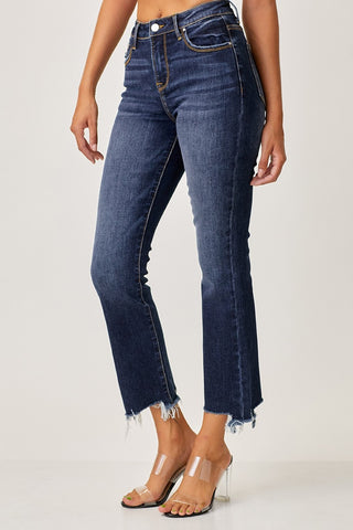 Full Size Frayed Hem Cropped Straight Jeans Divacious