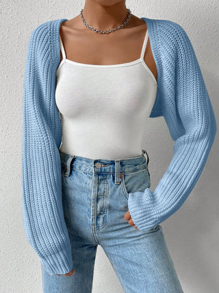 Open Front Long Sleeve Cropped Cardigan - Divacious