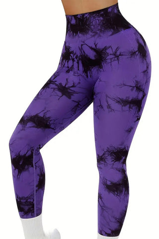 Printed High Waist Active Pants Trendsi