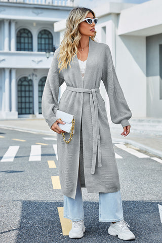 Tie Waist Longline Cardigan Divacious