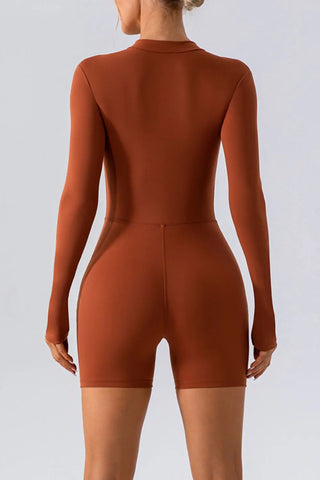 Half Zip Long Sleeve Active Romper Divacious