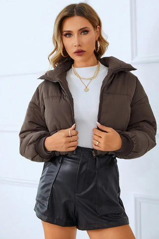 Zip-Up Winter Coat with Pockets Divacious