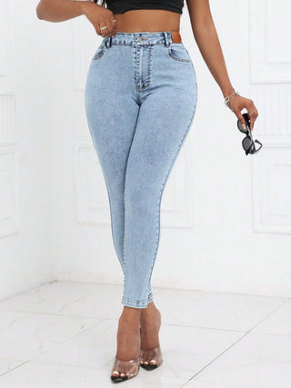 Divacious High Waist Skinny Jeans with Pockets - Divacious