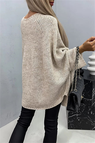 Round Neck Batwing Sleeve Sweater Divacious