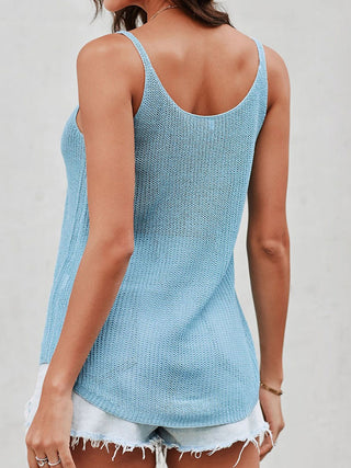 Waffle-Knit Round Neck Cami Divacious