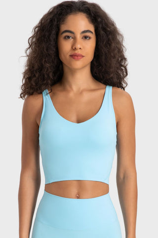 Millennia Deep V-Neck Crop Sports Bra Trendsi