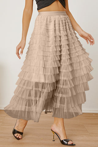 Ruched High Waist Tiered Skirt - Divacious