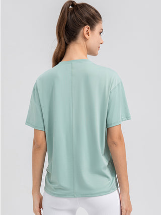 Round Neck Short Sleeve Active Top Trendsi