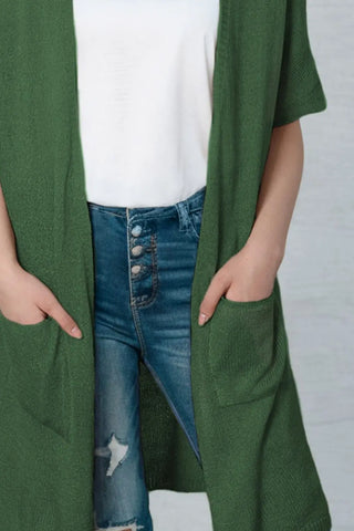 Open Front Sweater Cardigan with Pockets Divacious