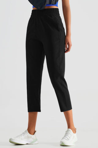 Elastic Waist Cropped Sports Pants Trendsi