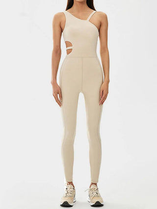 Cutout Asymmetrical Neck Active Jumpsuit Divacious