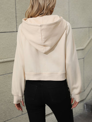 Raglan Sleeve Zip-Up Hoodie with Pocket Divacious