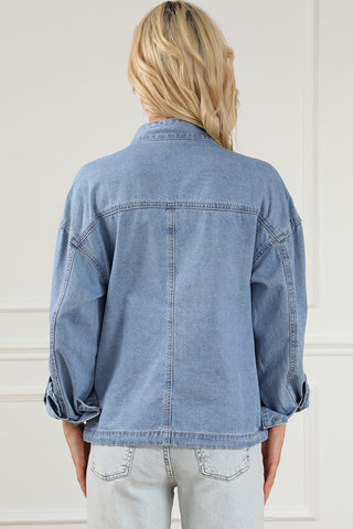 Snap Down Long Sleeve Denim Top Divacious