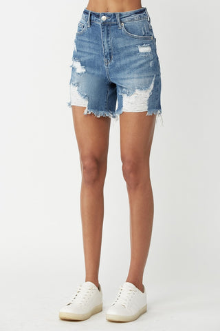 High Waisted Distressed Denim Shorts Divacious