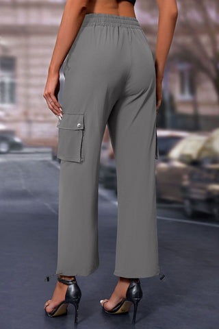 Elastic Waist Pants with Pockets Divacious