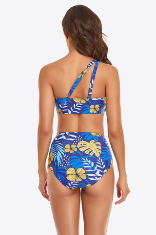 Ruffled One-Shoulder Buckled Bikini Set Divacious