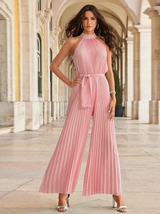 Cutout Tied Pleated Sleeveless Jumpsuit Divacious