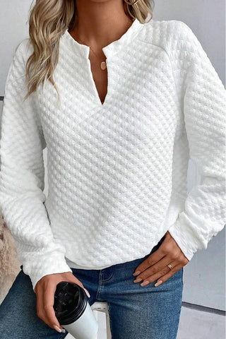 Notched Long Sleeve T-Shirt Divacious