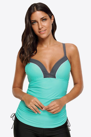 Contrast Sweetheart Neck Swim Cami Divacious