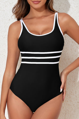 Contrast Trim Scoop Neck One-Piece Swimwear Divacious