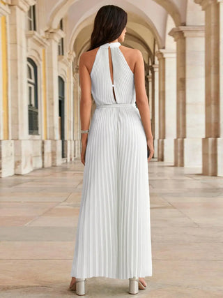 Cutout Tied Pleated Sleeveless Jumpsuit Divacious